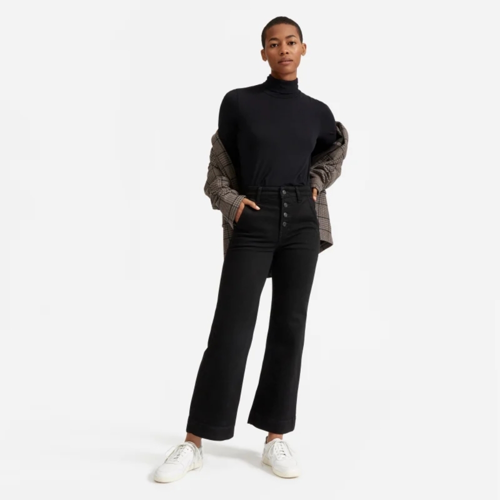 Everlane button-fly wide leg black jeans